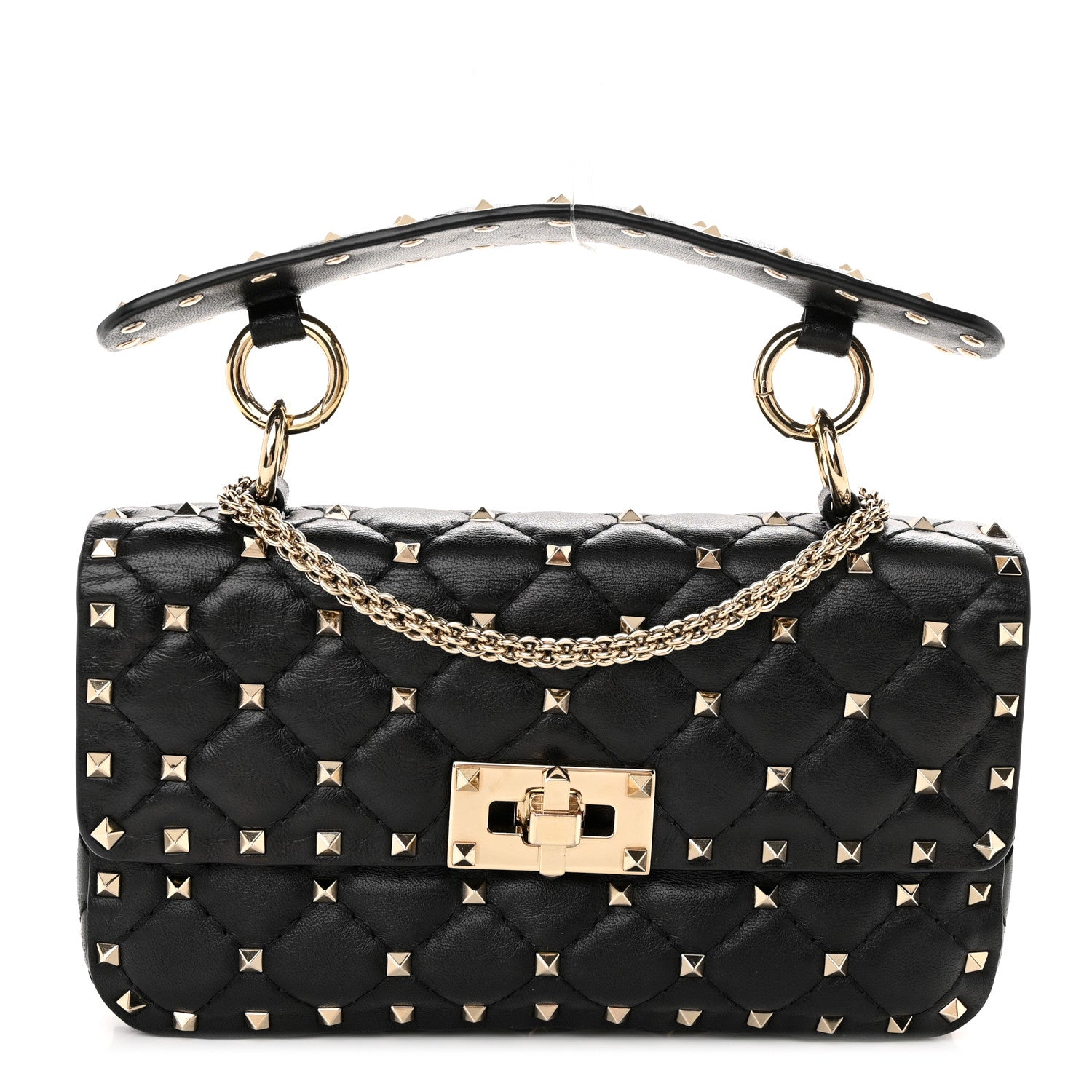 Valentino Garavani Lambskin Small Rockstud Spike Shoulder Bag Black 1 of 11