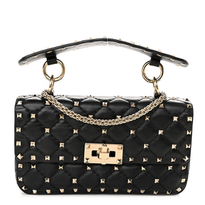 Valentino Garavani Lambskin Small Rockstud Spike Shoulder Bag Black 1 of 11