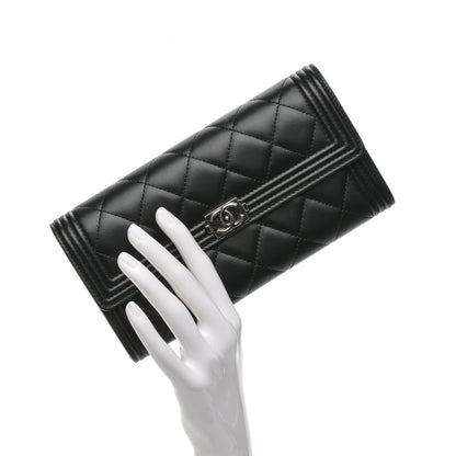 Chanel Lambskin Quilted Boy Flap Wallet Black 2 of 8