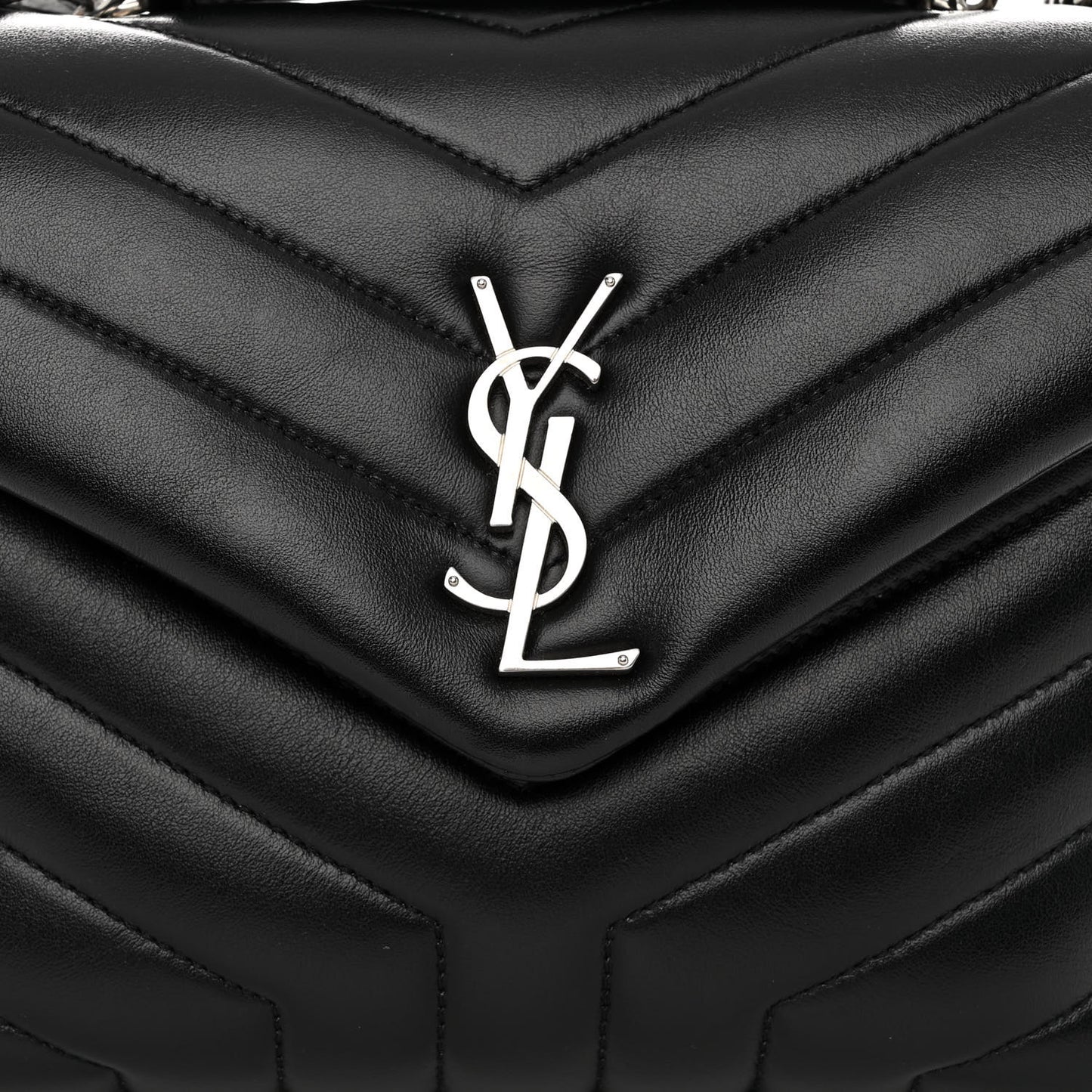 Calfskin Y Quilted Monogram Small Loulou Chain Satchel Black
