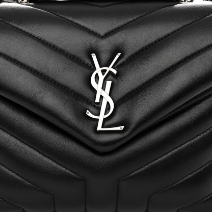 Saint Laurent Calfskin Y Quilted Monogram Small Loulou Chain Satchel Black 7 of 9