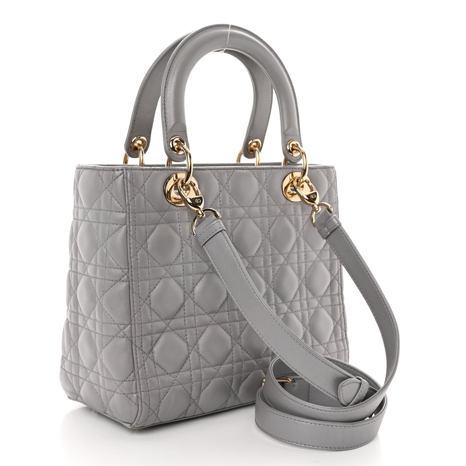 Christian Dior Lambskin Cannage Medium Lady Dior Grey 3 of 12