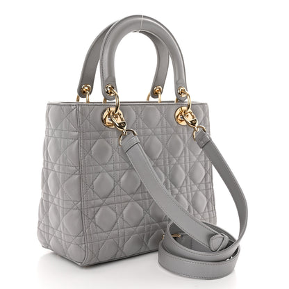 Christian Dior Lambskin Cannage Medium Lady Dior Grey 3 of 12