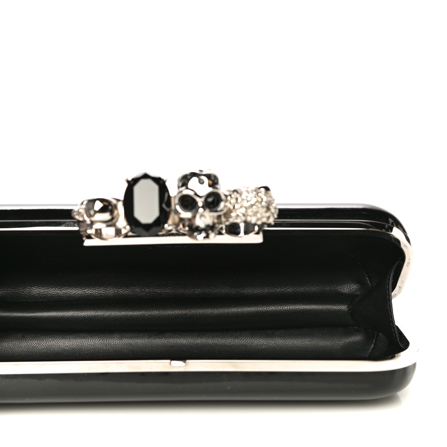 Patent Skull Knuckle Duster Box Clutch Black