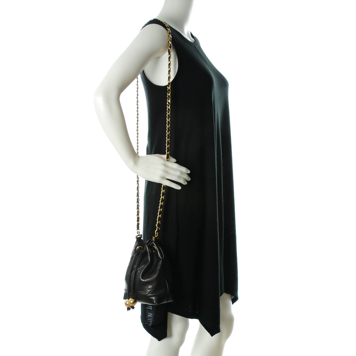 Chanel Lambskin CC Drawstring Bag Black 2 of 9