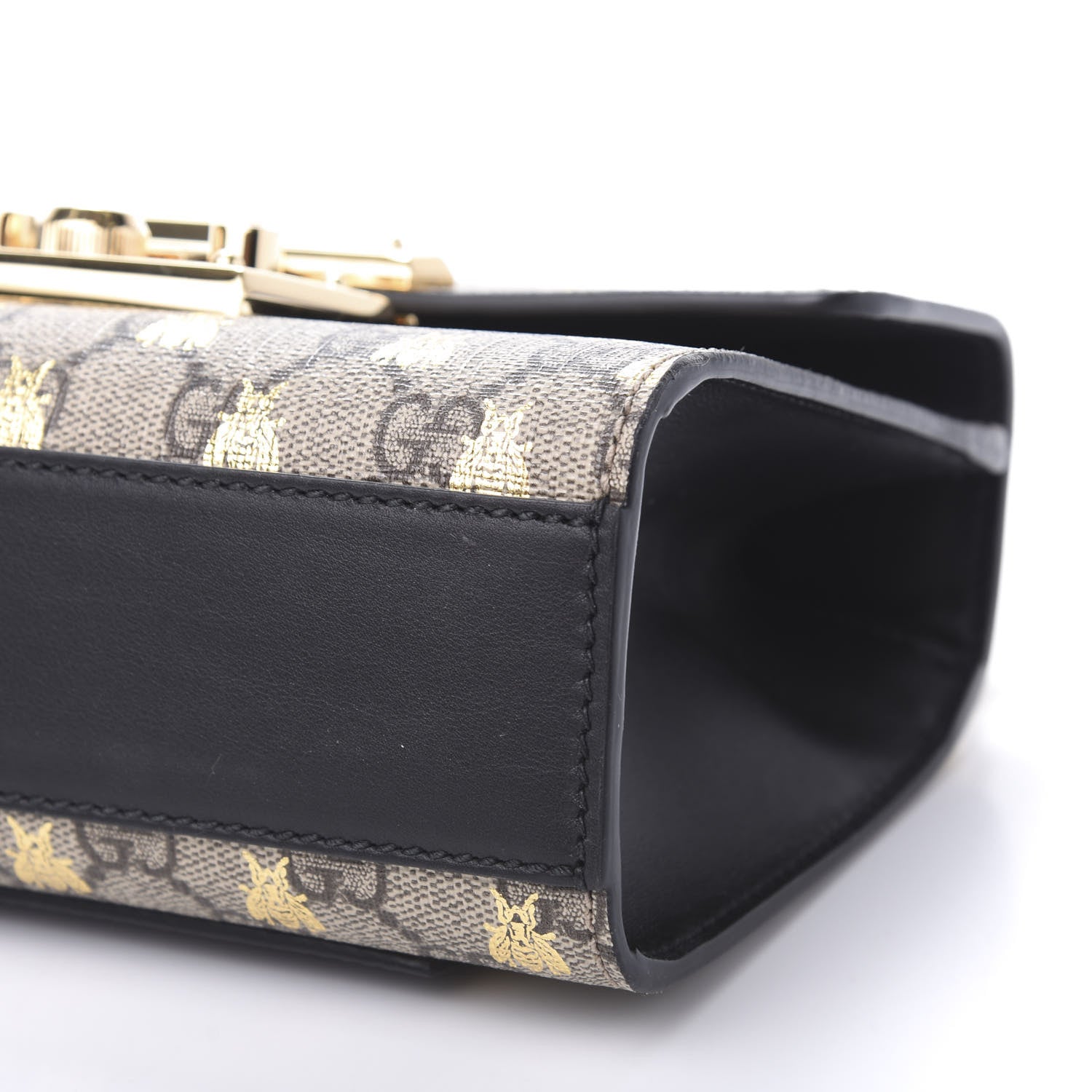 Gucci GG Supreme Monogram Bees Small Padlock Shoulder Bag Black 9 of 12