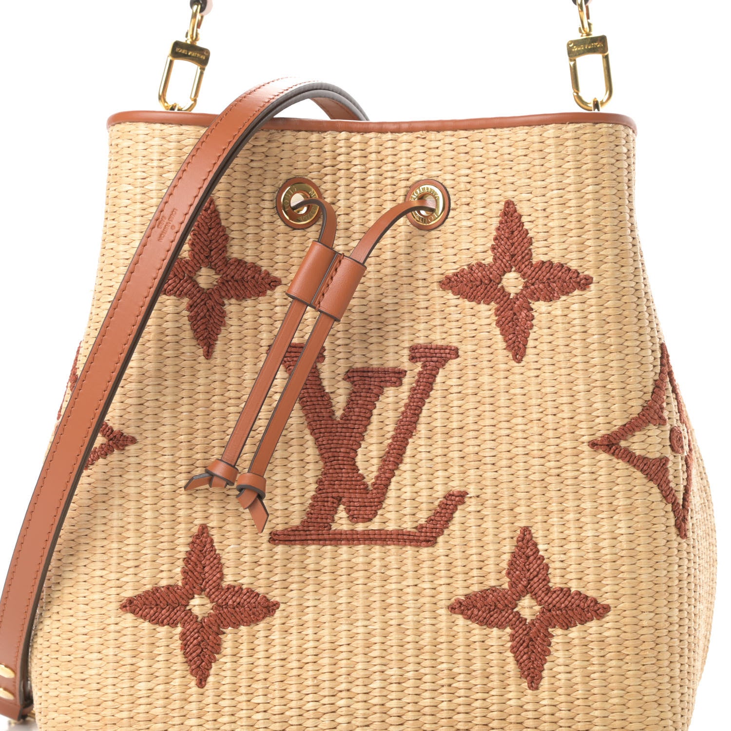 Louis Vuitton Raffia Calfskin Monogram Neonoe MM Tan 7 of 12