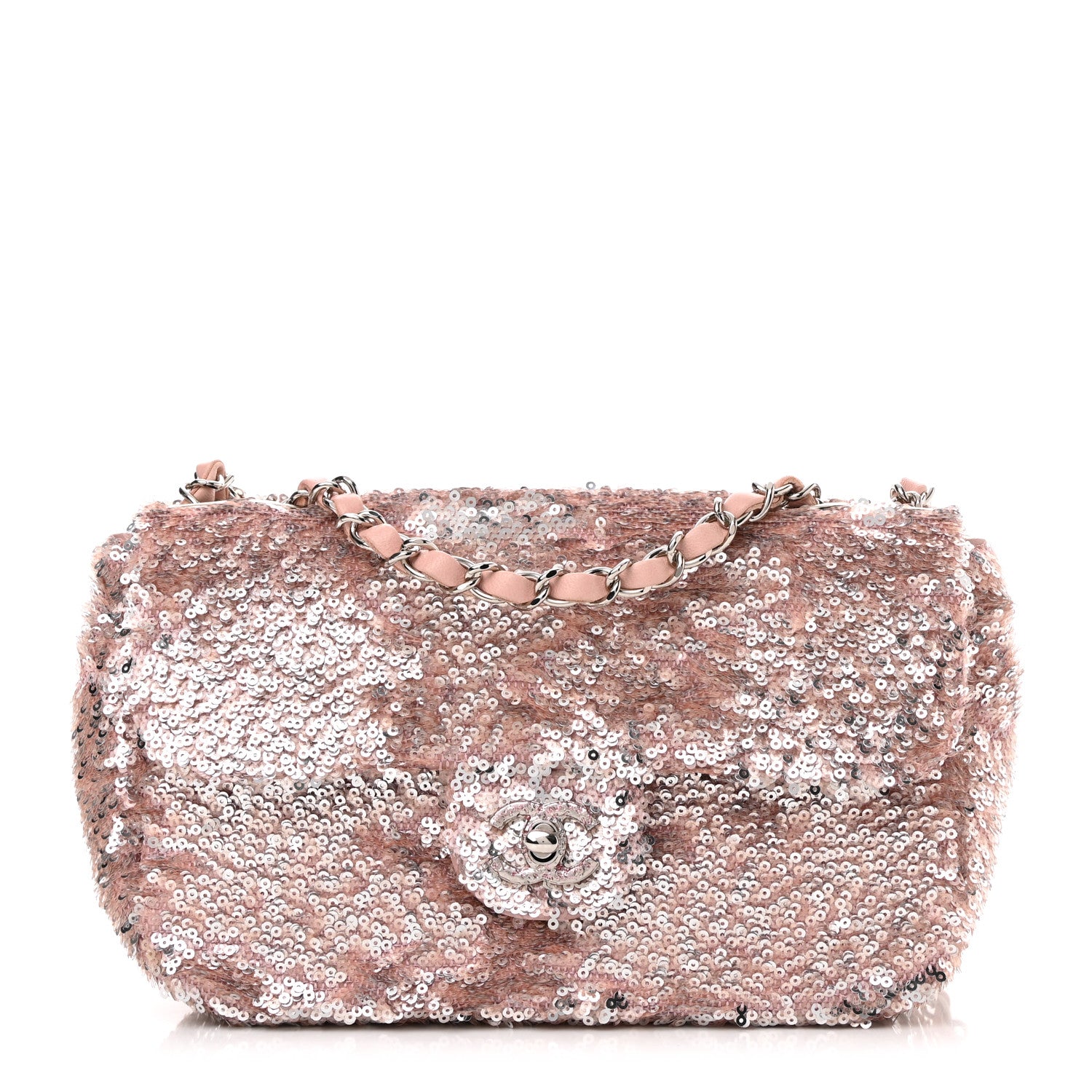 Chanel Sequin Mini Flap Light Pink Silver 1 of 10