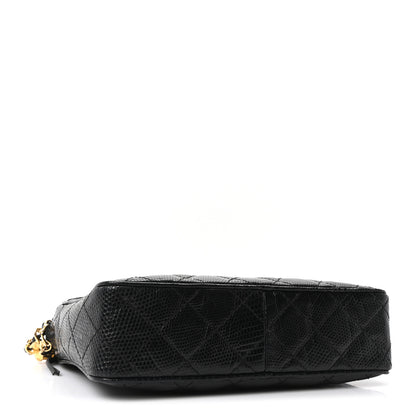 Chanel Lizard Quilted Small Tassel Camera Case Black 4 of 10