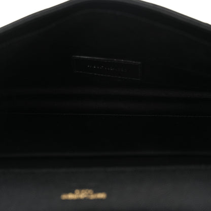 Saint Laurent Grain De Poudre Matelasse Chevron Monogram Envelope Clutch Black 5 of 9