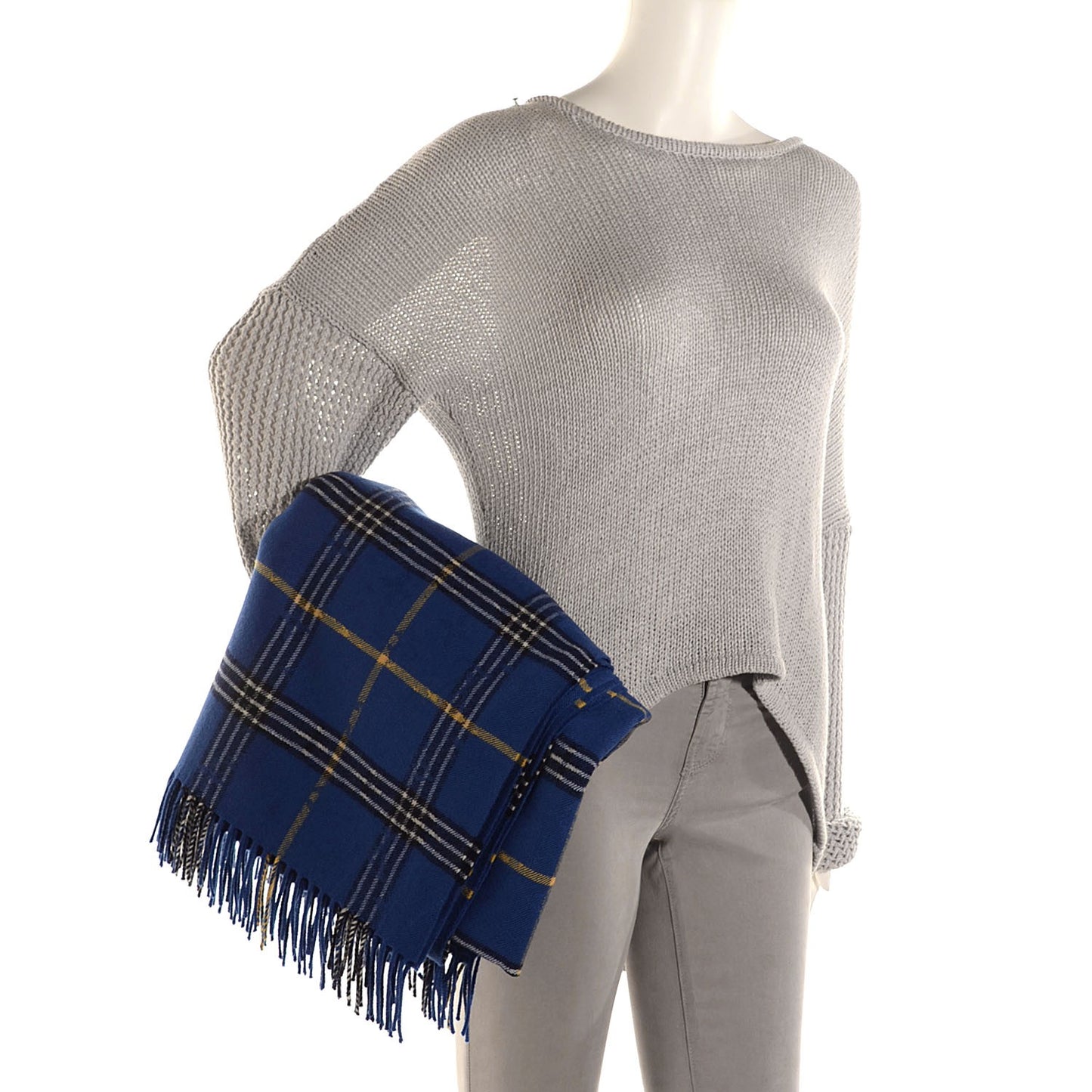 Wool Plaid Masai Tartan Shawl Blue