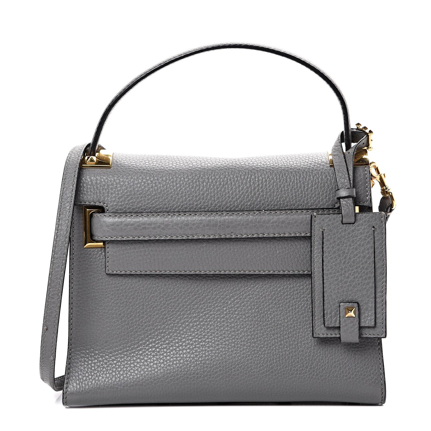 Grained Calfskin Small My Rockstud Frame Bag Gray