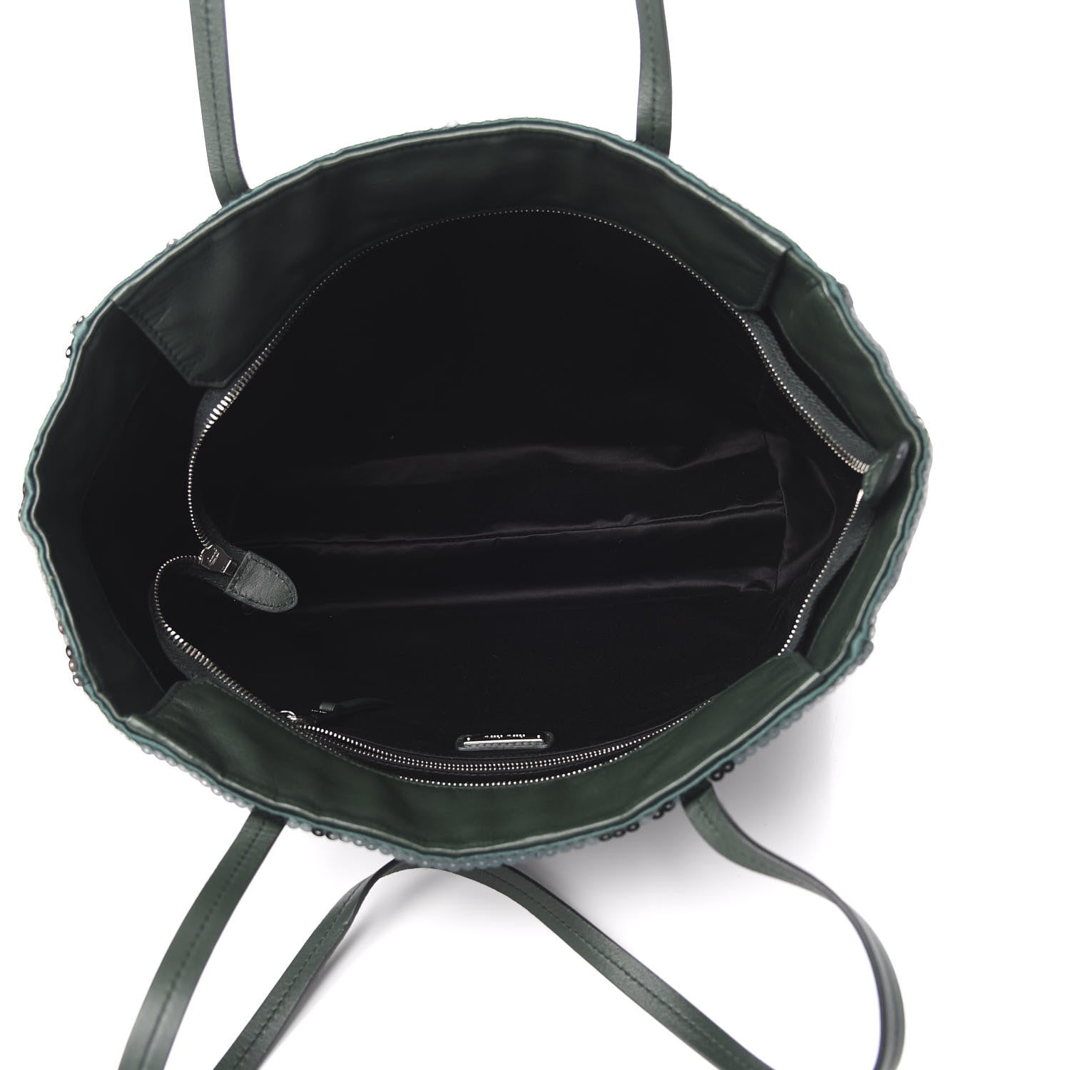 Miu Miu Paillettes Sequin Logo Tote Smeraldo Argent 5 of 9