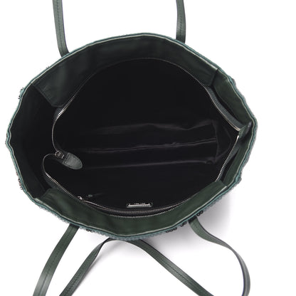 Miu Miu Paillettes Sequin Logo Tote Smeraldo Argent 5 of 9