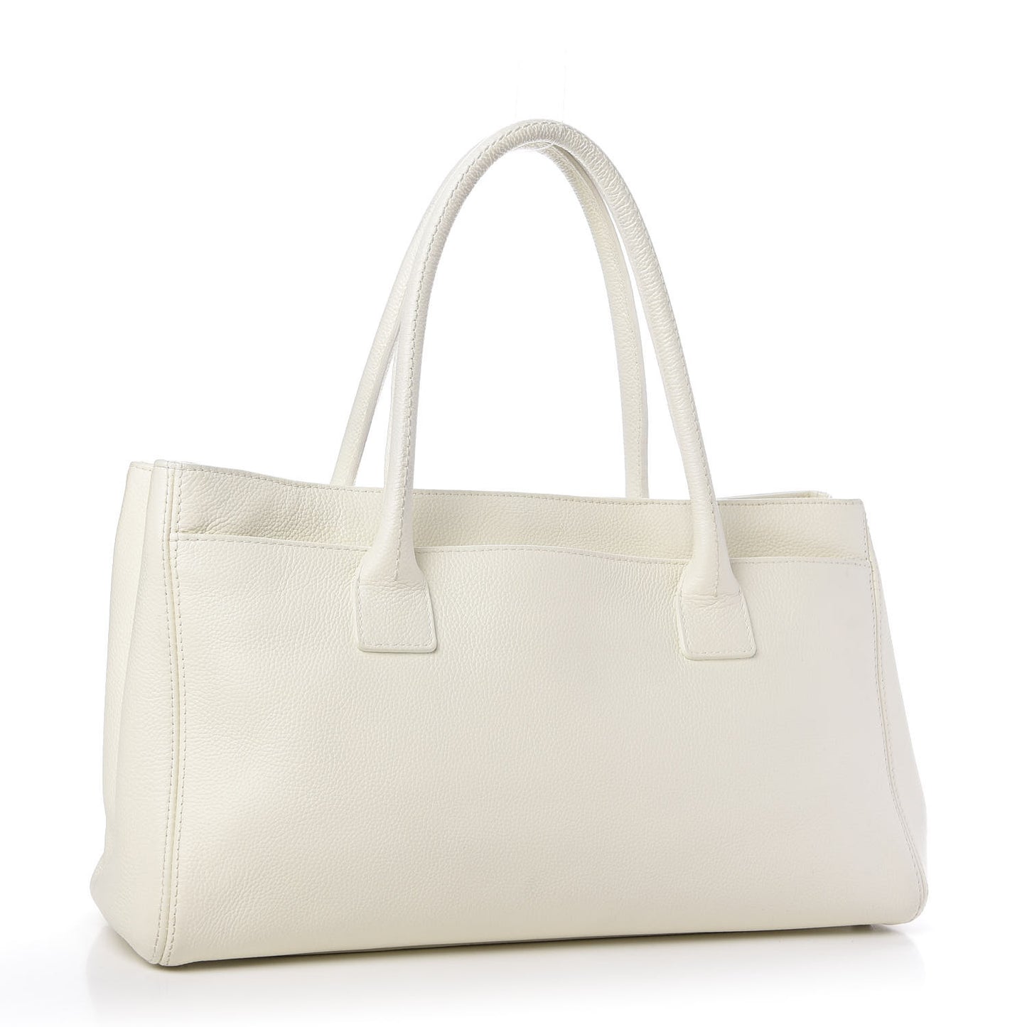 Calfskin Mademoiselle Lock Cerf Executive Shopper Tote White