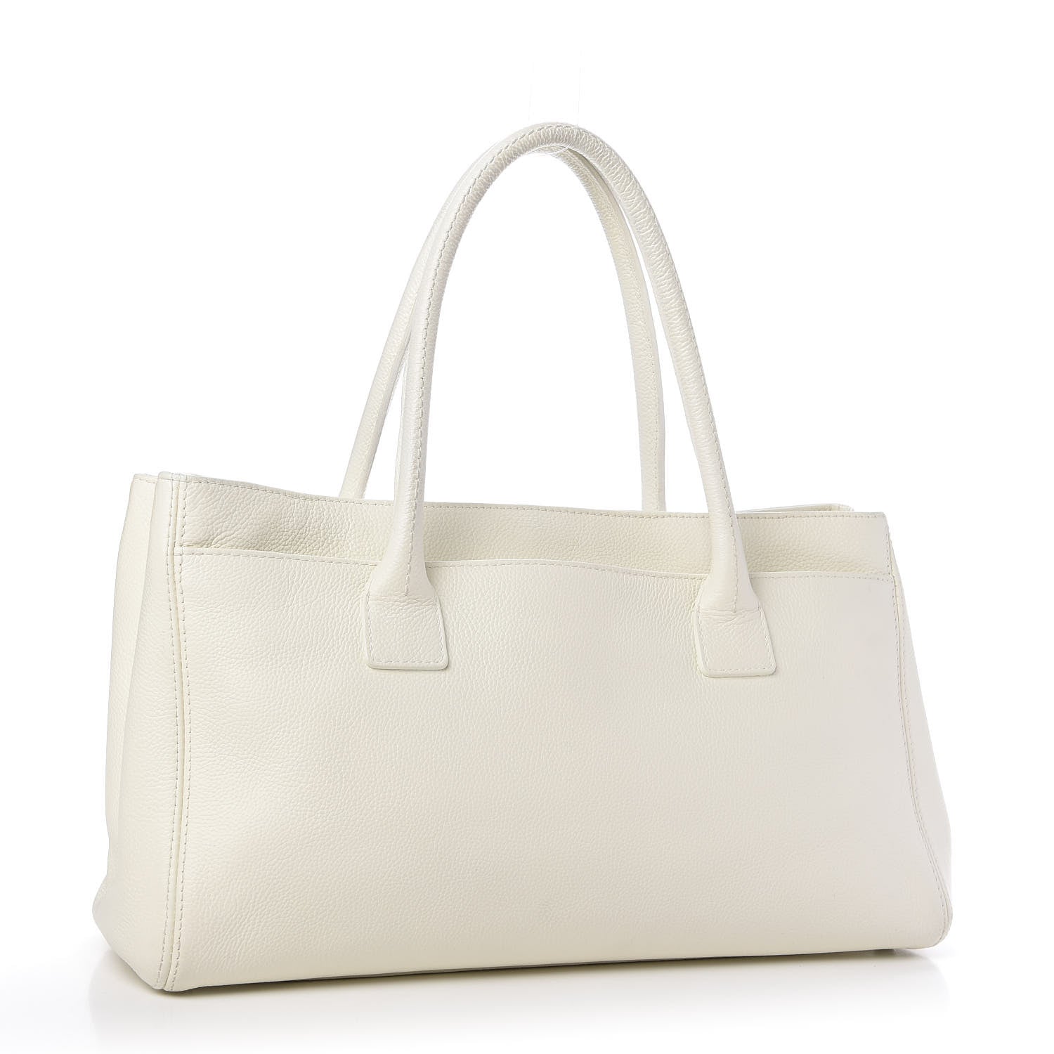 Chanel Calfskin Mademoiselle Lock Cerf Executive Shopper Tote White 3 of 14