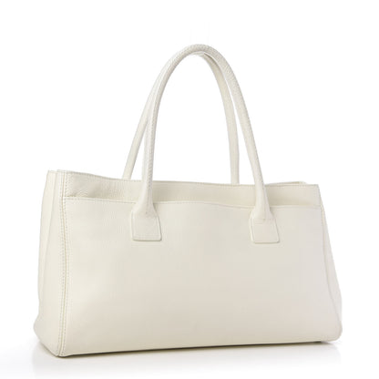 Chanel Calfskin Mademoiselle Lock Cerf Executive Shopper Tote White 3 of 14