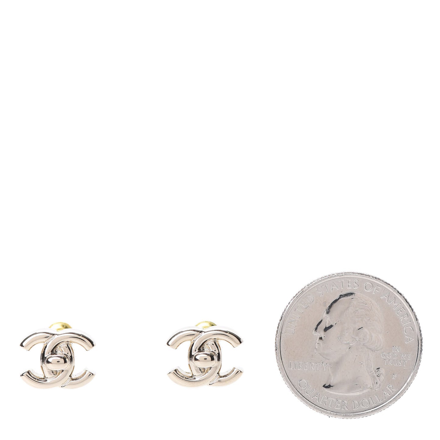Metal CC Turnlock Earrings Gold