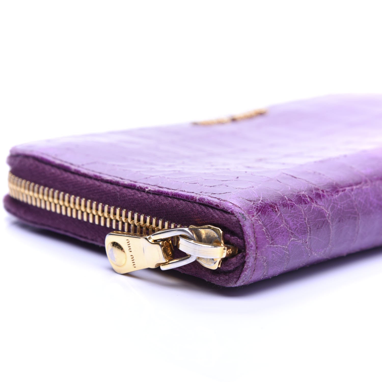 Miu Miu Patent Crocodile Embossed Wallet Purple 7 of 8