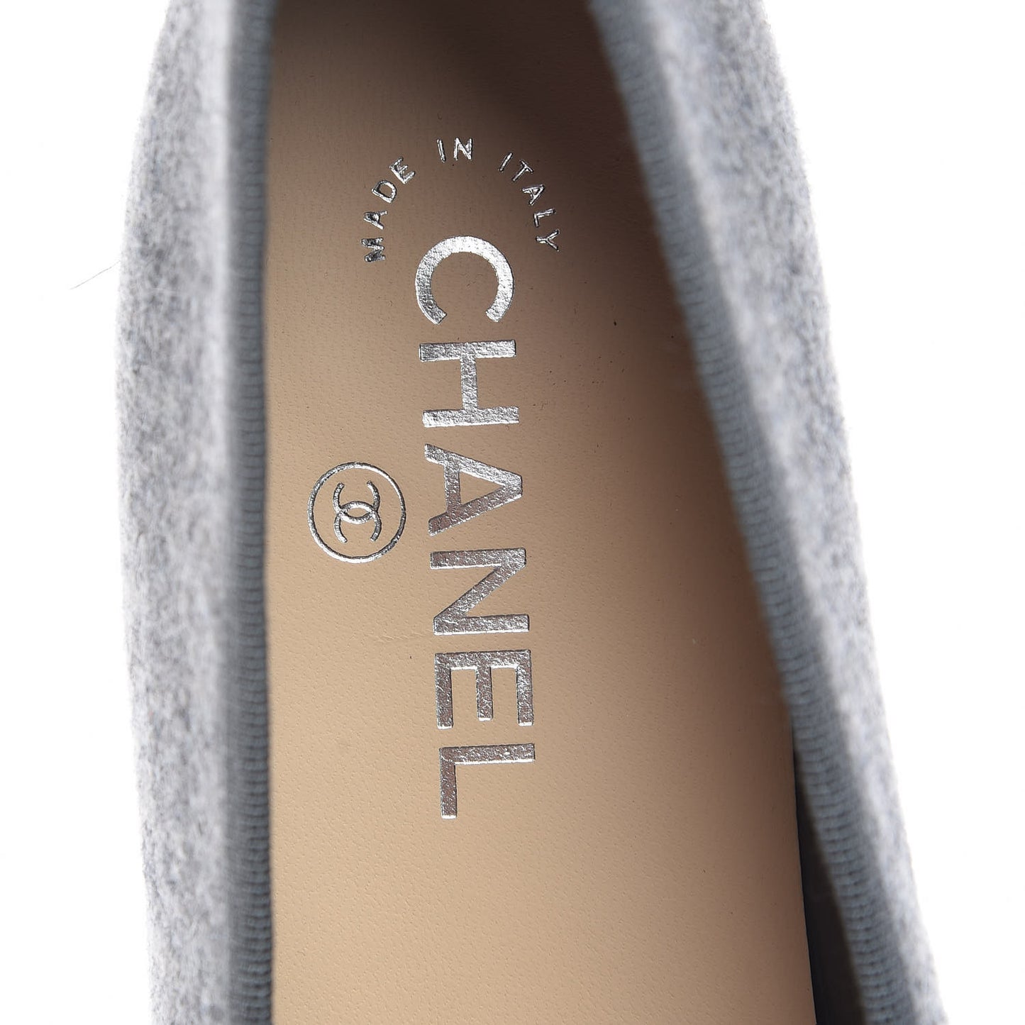 Felt Suede Cap Toe CC Ballerina Flats 41 Grey Beige