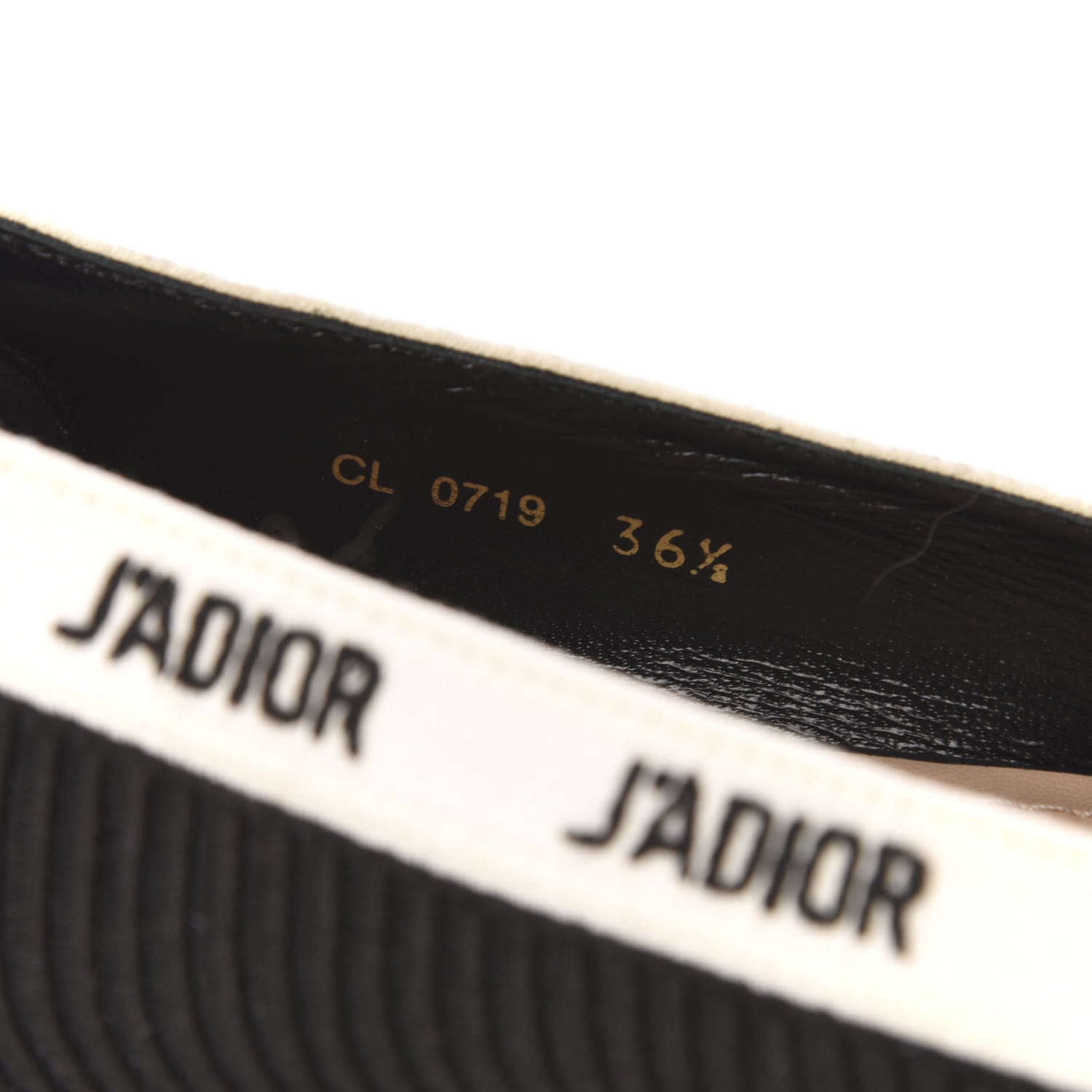 Christian Dior Fabric Ribbon Embroidered J'Adior Ballet Flats 36.5 Black 8 of 9