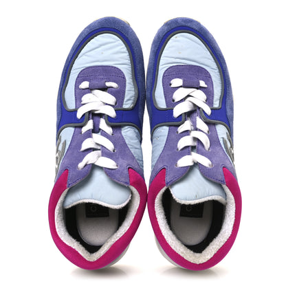 Chanel Nylon Calfskin Suede CC Womens Sneakers 39.5 Light Blue 2 of 10