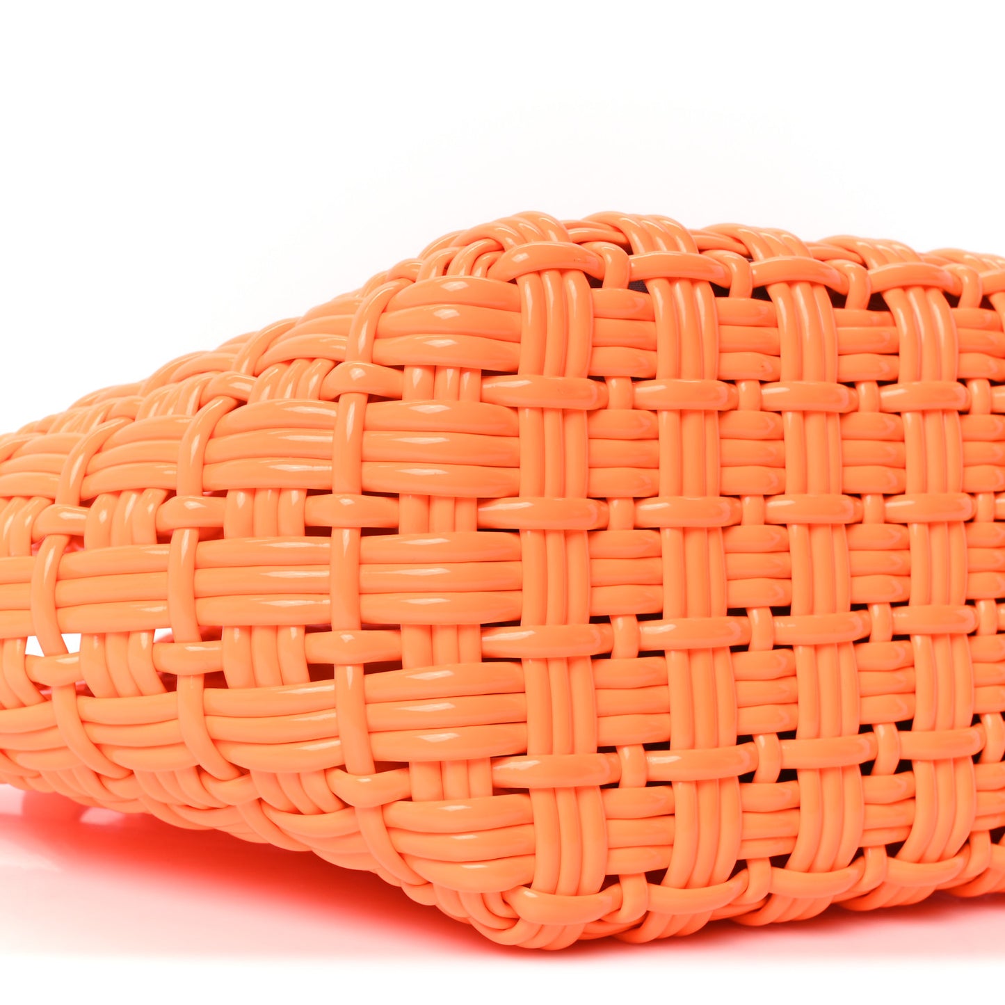 Varnished Faux Calfskin Braided XS Bistro Basket Fluo Orange