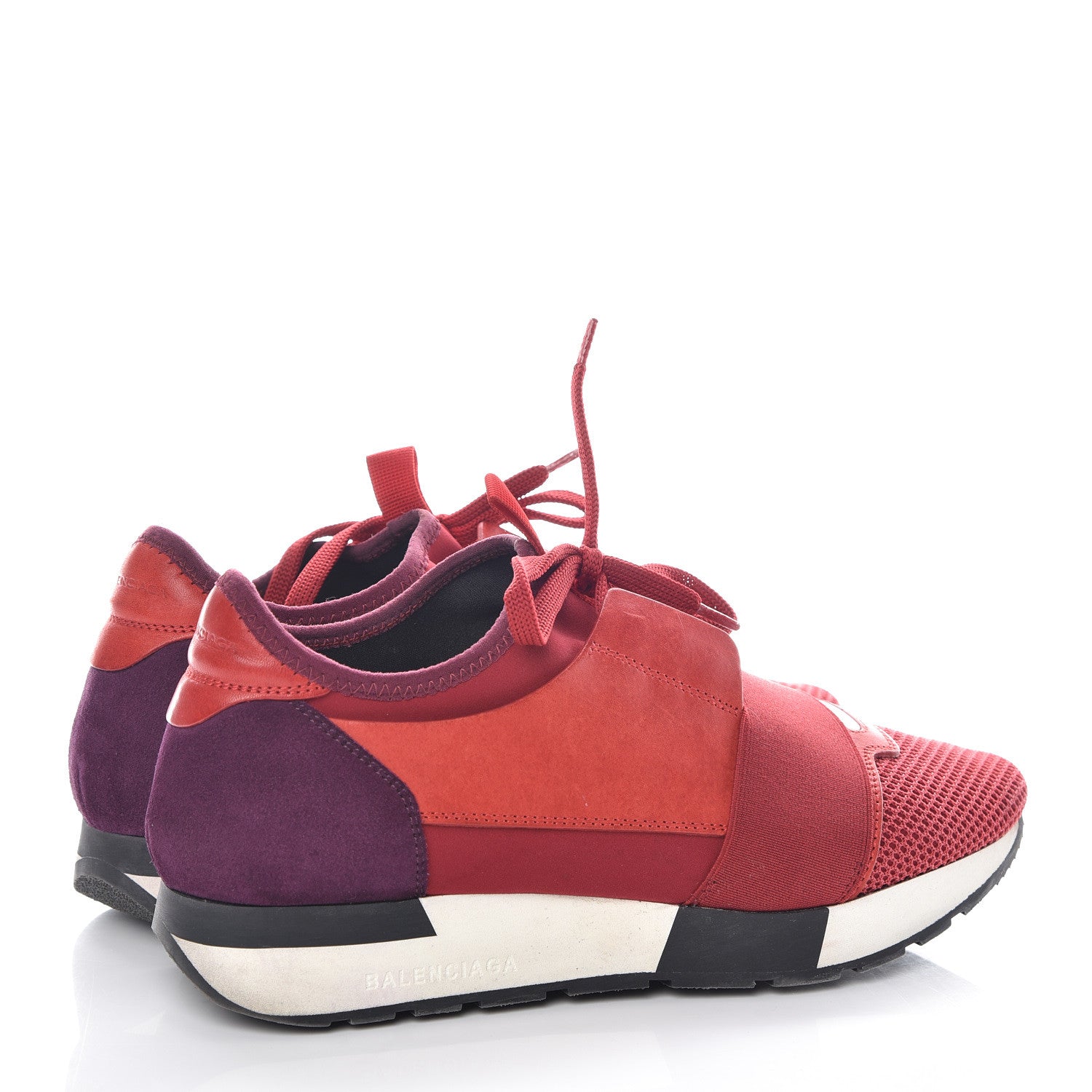 Balenciaga Mesh Calfskin Neoprene Suede Womens Race Runner Sneakers 38 Rouge Violet 4 of 9