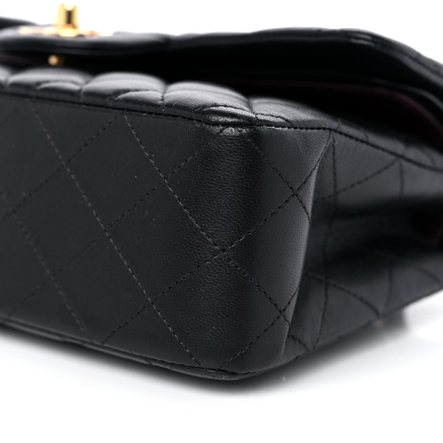 Lambskin Quilted Small Double Flap Black