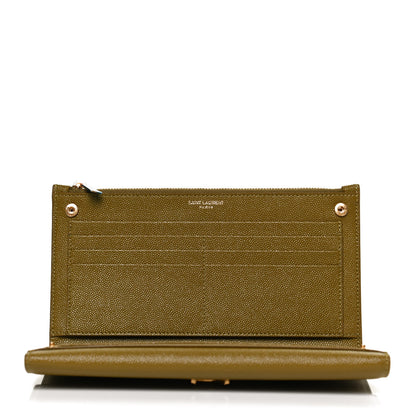 Saint Laurent Grain De Poudre Monogram Uptown Wallet Olive 5 of 11