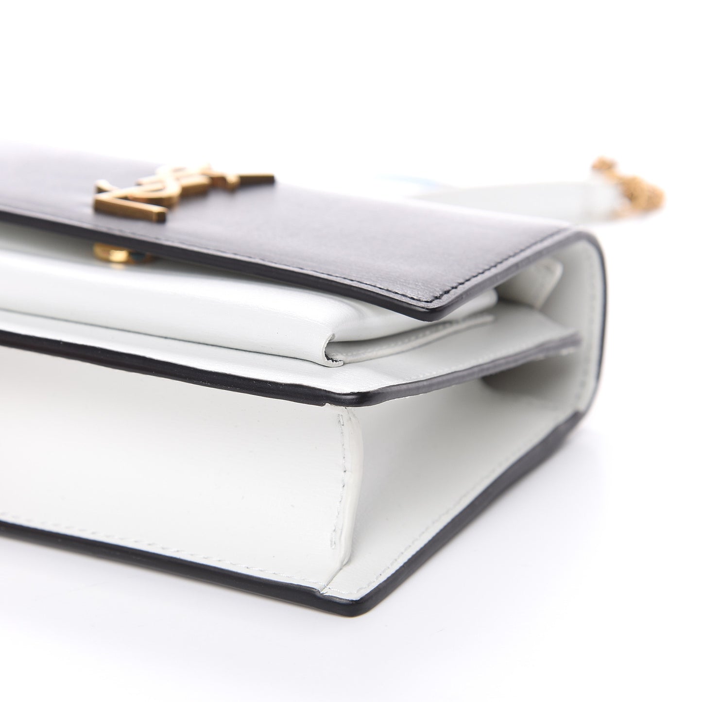 New Aspen Calfskin Bi-Color Monogram Sunset Chain Wallet Black Dirty White