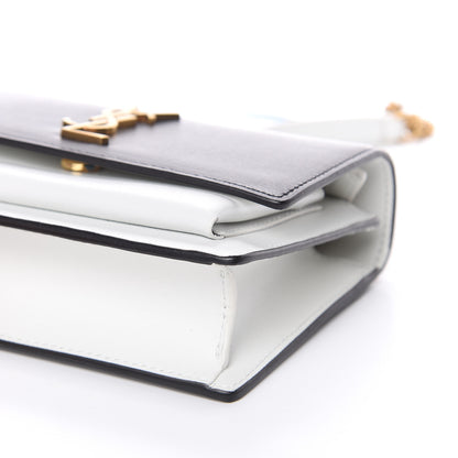 Saint Laurent New Aspen Calfskin Bi-Color Monogram Sunset Chain Wallet Black Dirty White 8 of 11