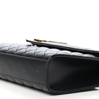 Saint Laurent Grain De Poudre Textured Mixed Matelasse Triquilt Medium Monogram Satchel Black 6 of 11
