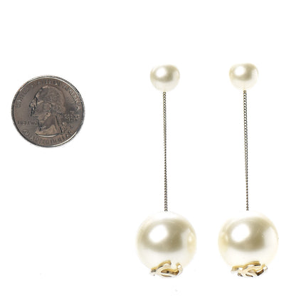 Chanel Pearl CC Chain Drop Earrings Gold 2 of 4