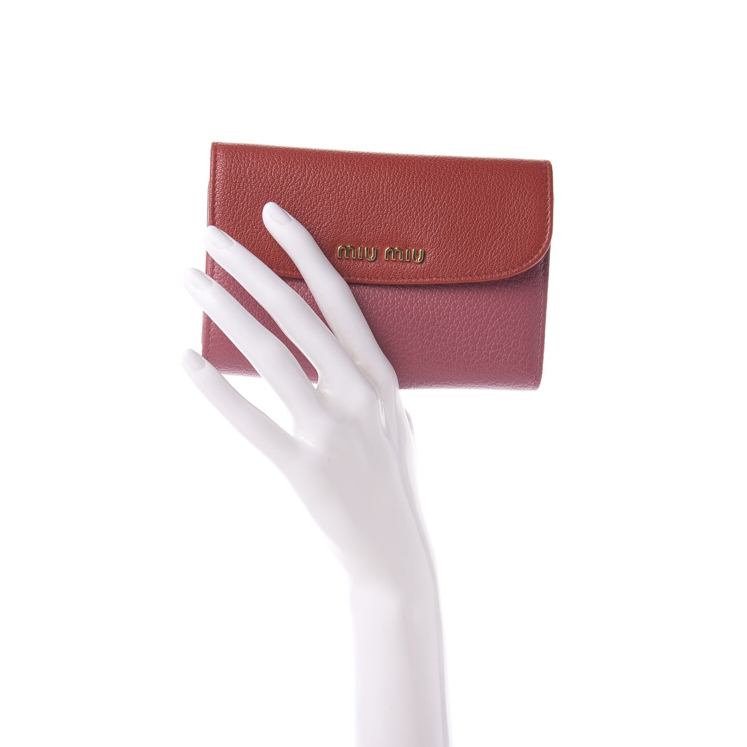 Miu Miu Goatskin Madras Bicolor Flap Wallet Fuoco Bruyere 2 of 10