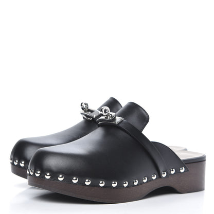 Hermes Calfskin Carlotta Mules 36 Black 3 of 8