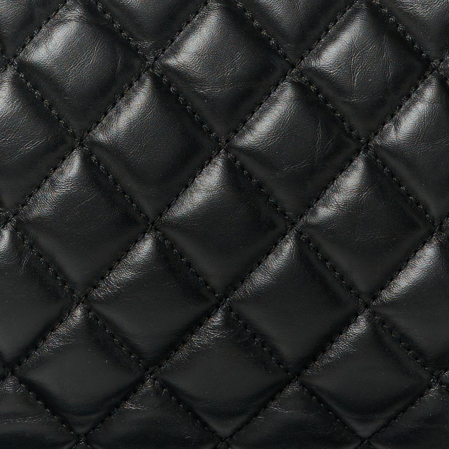 Aged Calfskin Quilted Large Coco Handle Shopping Tote Black