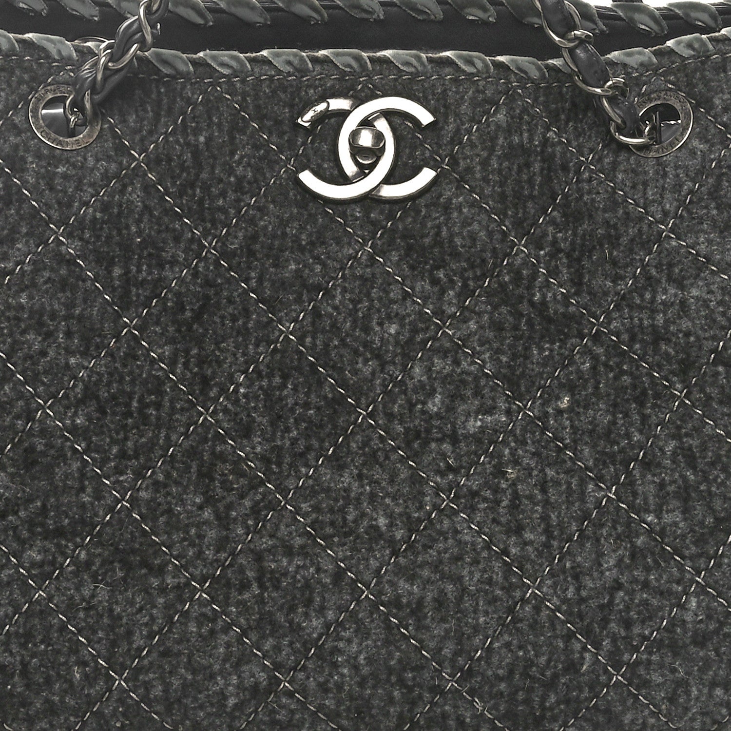 Chanel Wool Felt Quilted Large Shopping Tote Grey 8 of 10