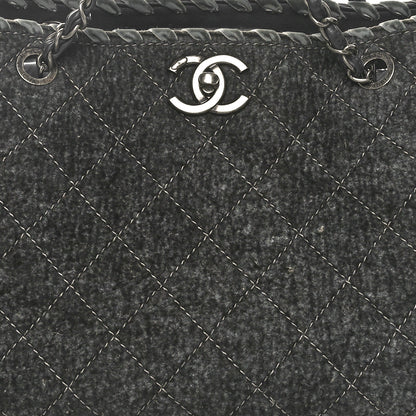 Chanel Wool Felt Quilted Large Shopping Tote Grey 8 of 10