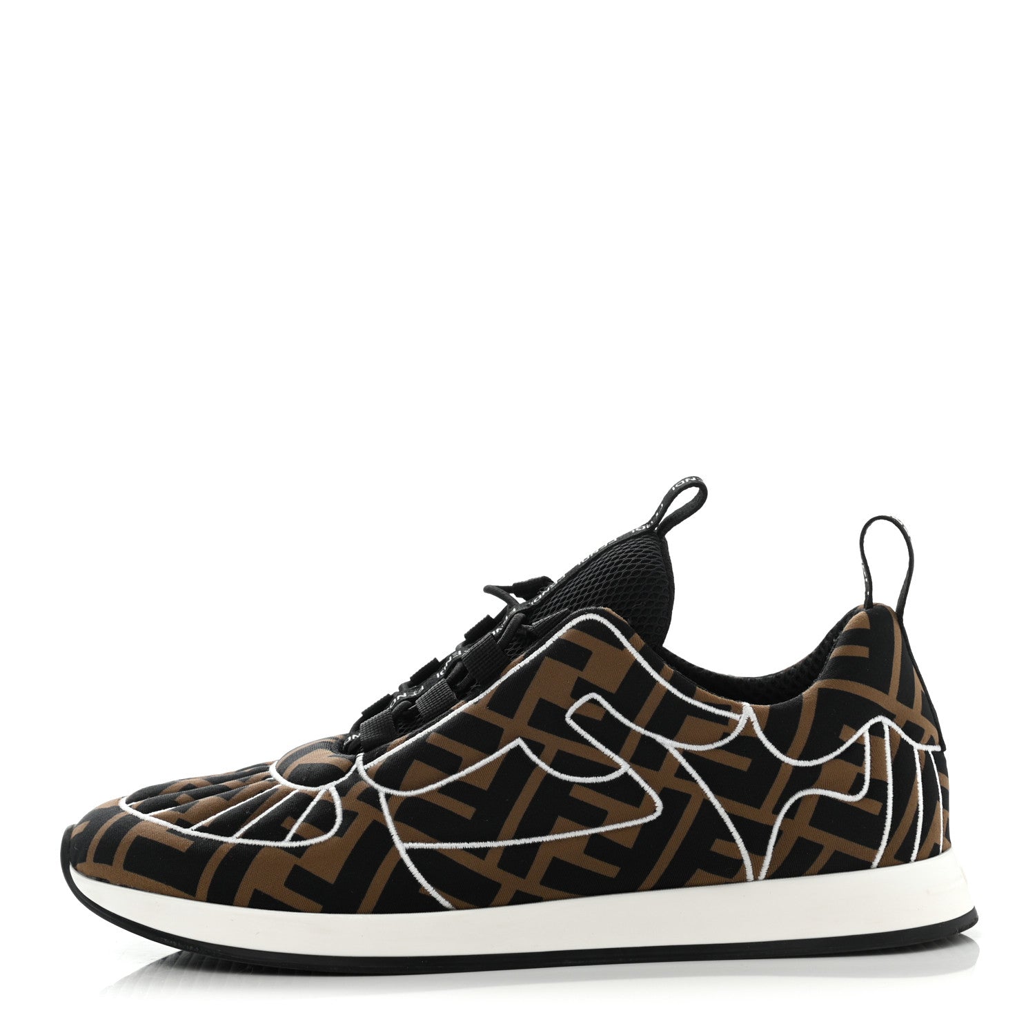 Fendi Stretch Fabric FFreedom Sneakers 36 Tobacco Black White 1 of 9