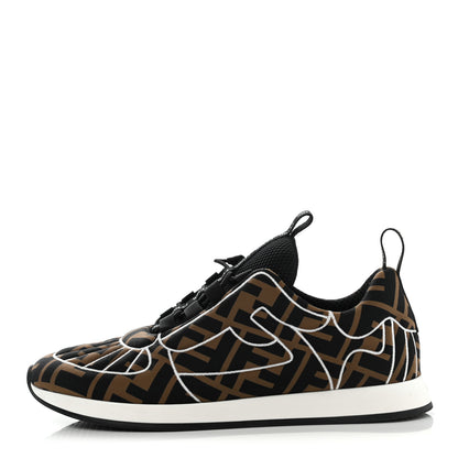 Fendi Stretch Fabric FFreedom Sneakers 36 Tobacco Black White 1 of 9