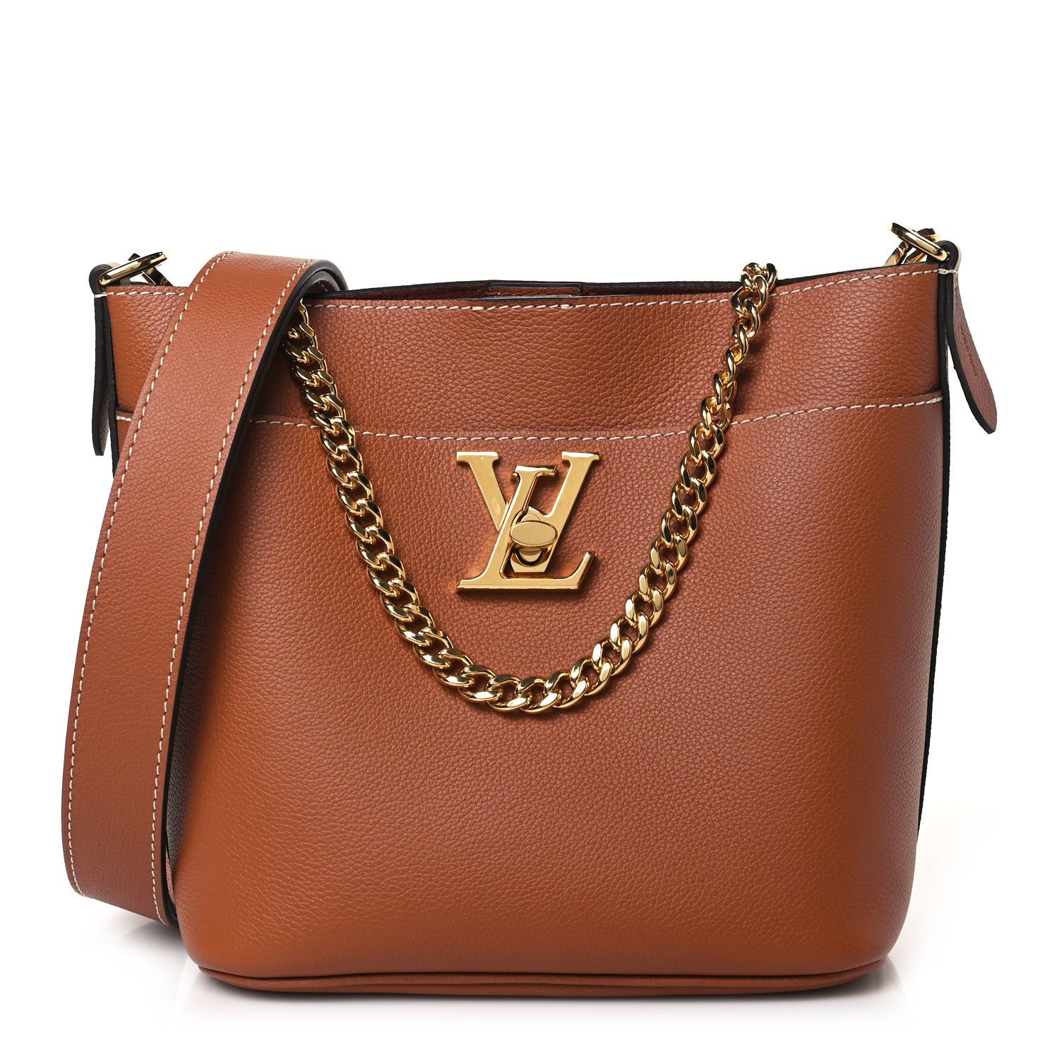 Louis Vuitton Calfskin Lock and Walk Bucket Cognac 1 of 7