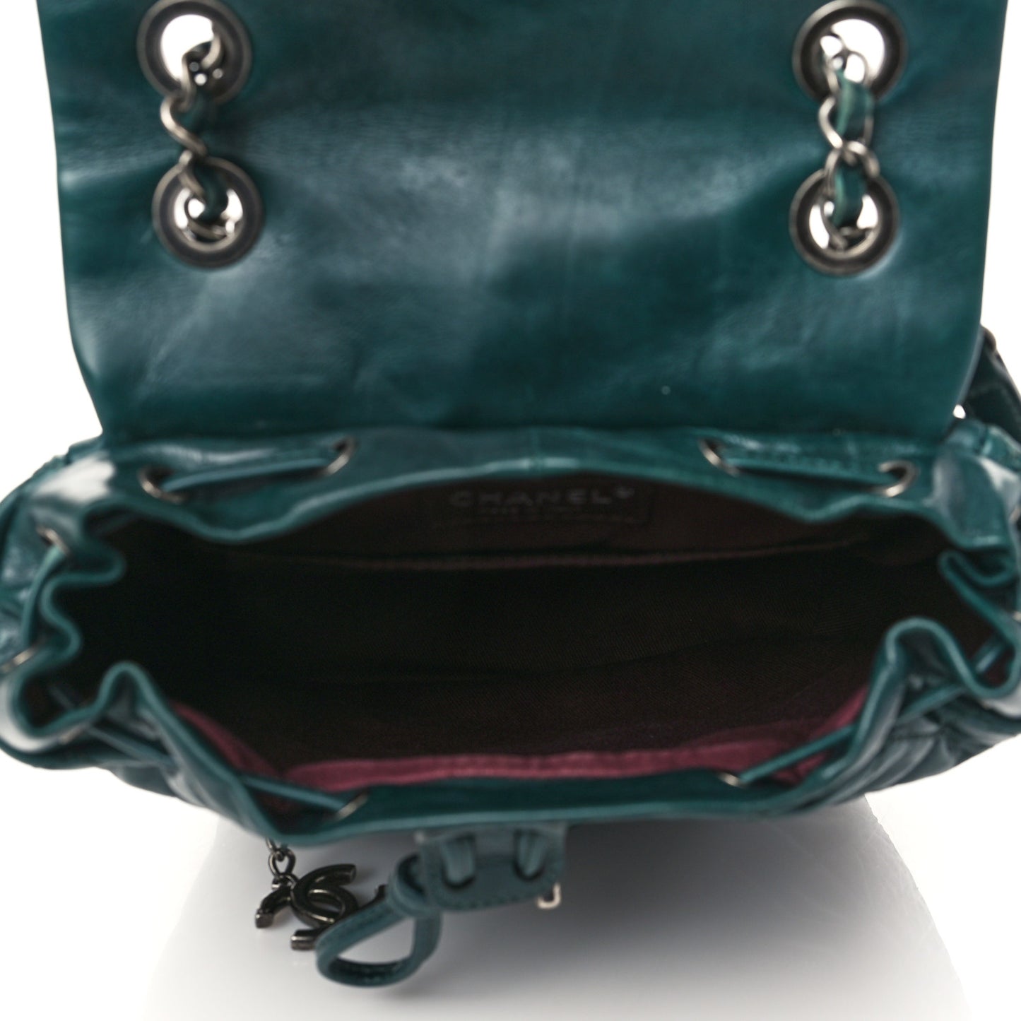 Glazed Calfskin Quilted Small Salzburg Mountain Backpack Dark Green