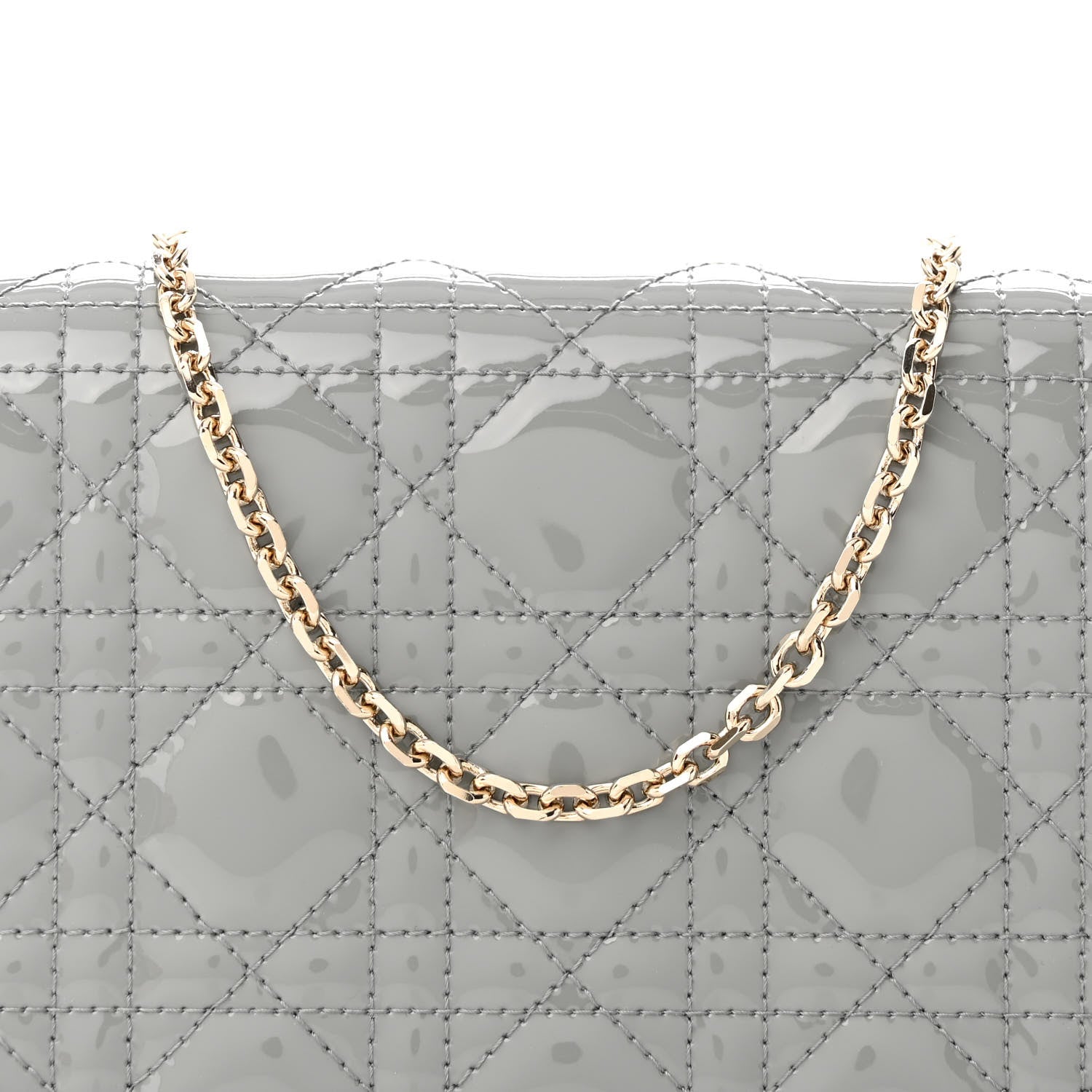 Christian Dior Patent Cannage Lady Dior Convertible Clutch Grey 8 of 11