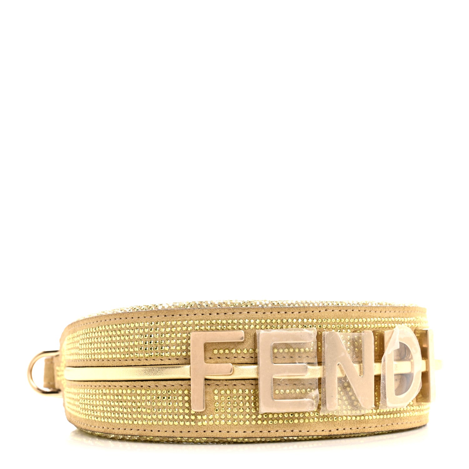 Fendi Crystal Vitello Laminato Suede FF Nano Fendigraphy Hobo Bag Platino 4 of 10