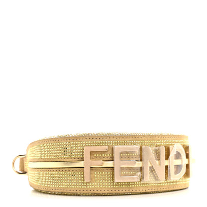 Fendi Crystal Vitello Laminato Suede FF Nano Fendigraphy Hobo Bag Platino 4 of 10