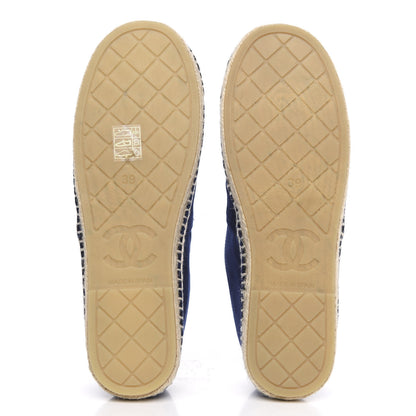 Chanel Velvet Logo Espadrilles 39 Navy Black 6 of 10
