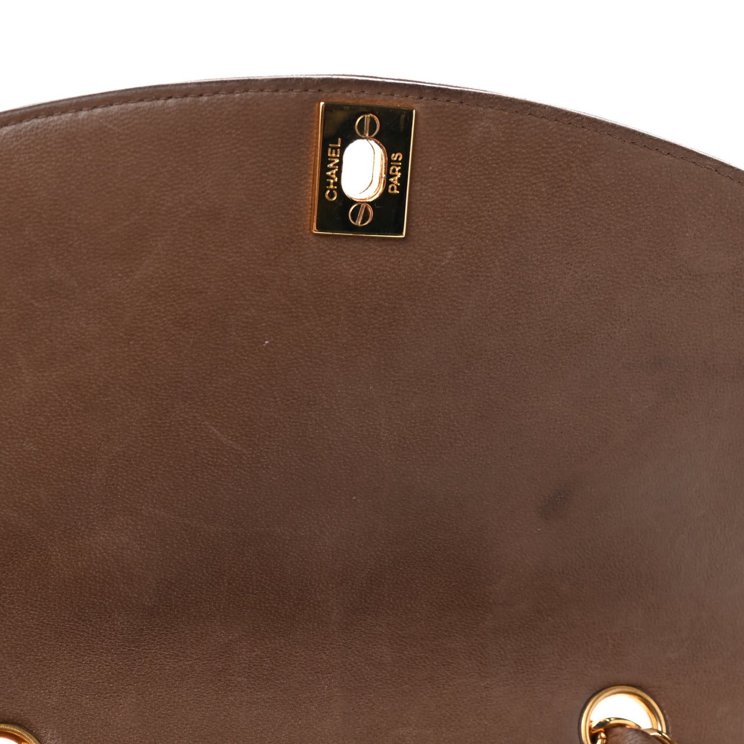 Lambskin Quilted Small Single Flap Brown
