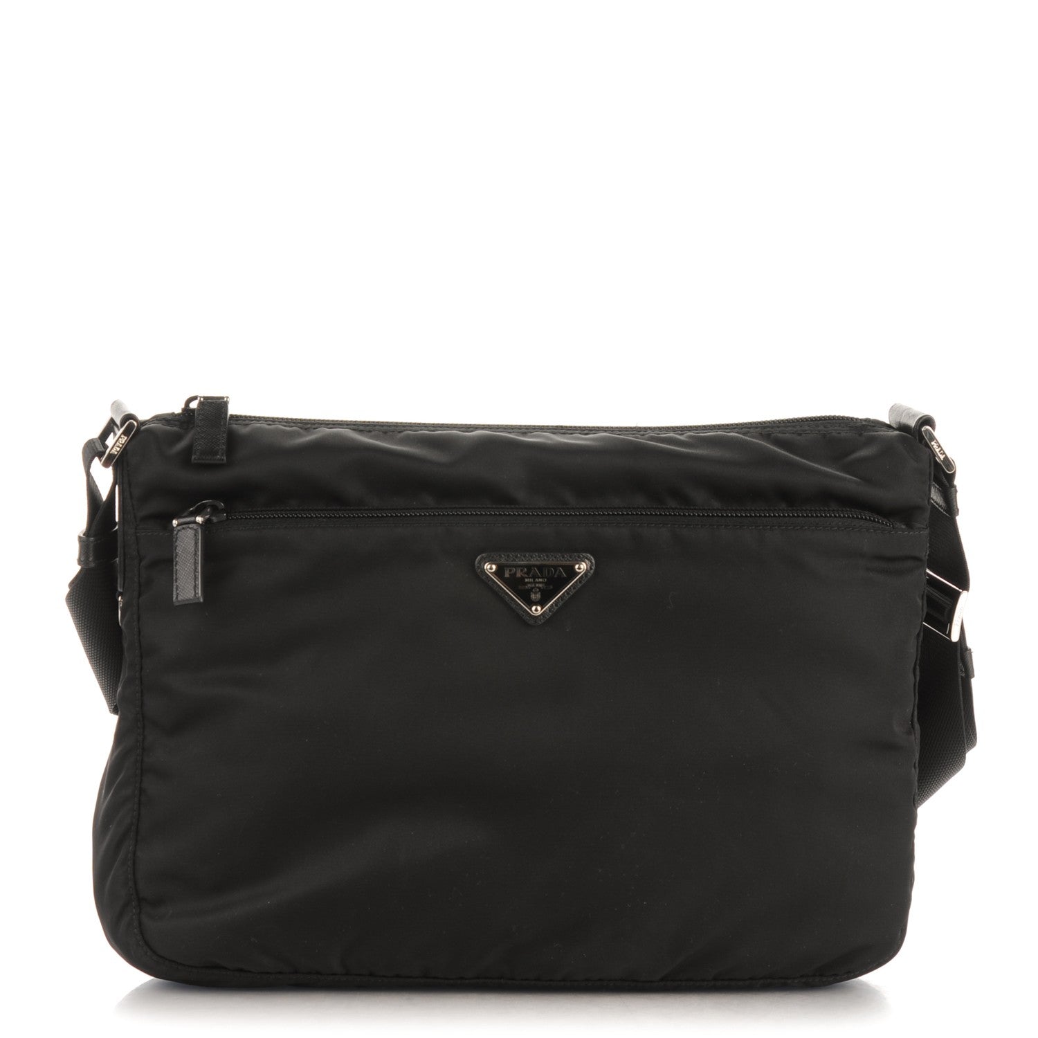 Prada Nylon Vela Flat Messenger Bag Black 1 of 8