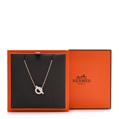 Hermes 18K Rose Gold Diamond Finesse Pendant Necklace 5 of 5